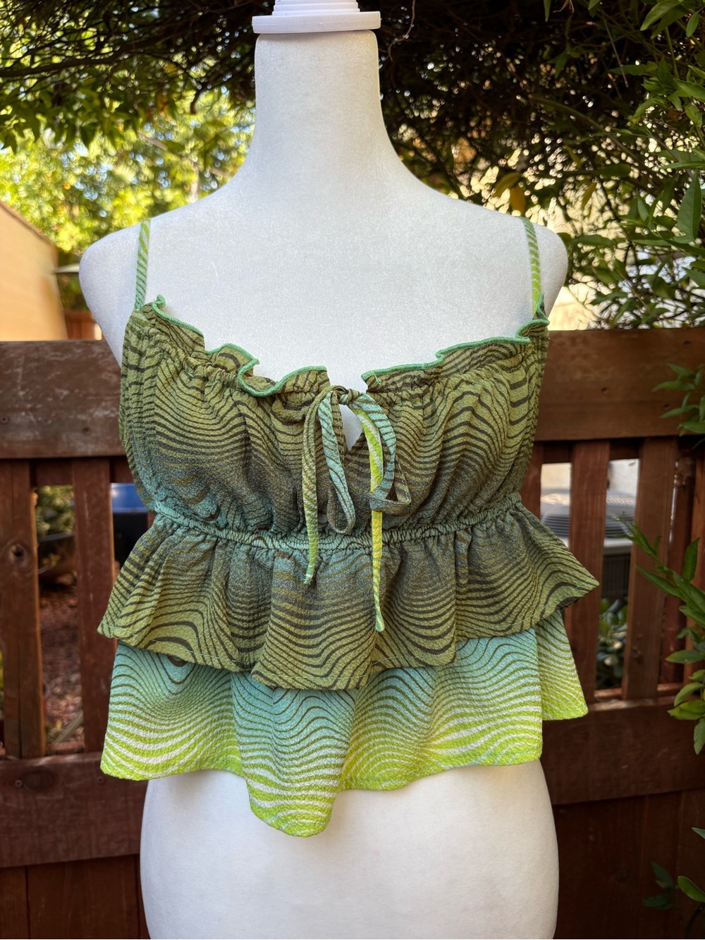 Wild Fable Green Ruffle Layered Cami Top Size Medium